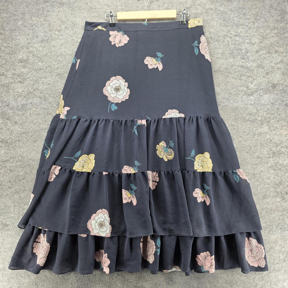 LOFT Skirt Womens 14 Floral Tiered Maxi Ruffle Boho Spring New With Tags NWT